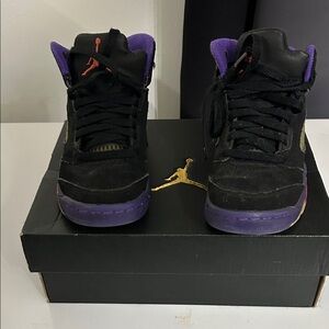 Jordan Retro 5 Toddler Black, Purple & Red Kids Basketball Shoes